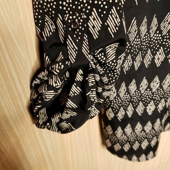 Alice Blue For Stitch Fix Womens 3/4 Sleeve Black Aztec Blouse Medium - Picture 3 of 8